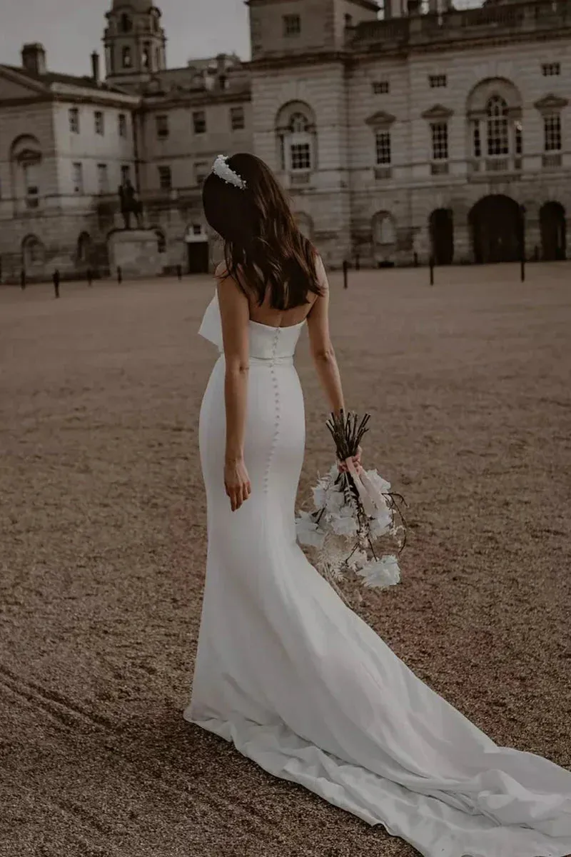 Mermaid Sweetheart Simple Satin Wedding Dresses