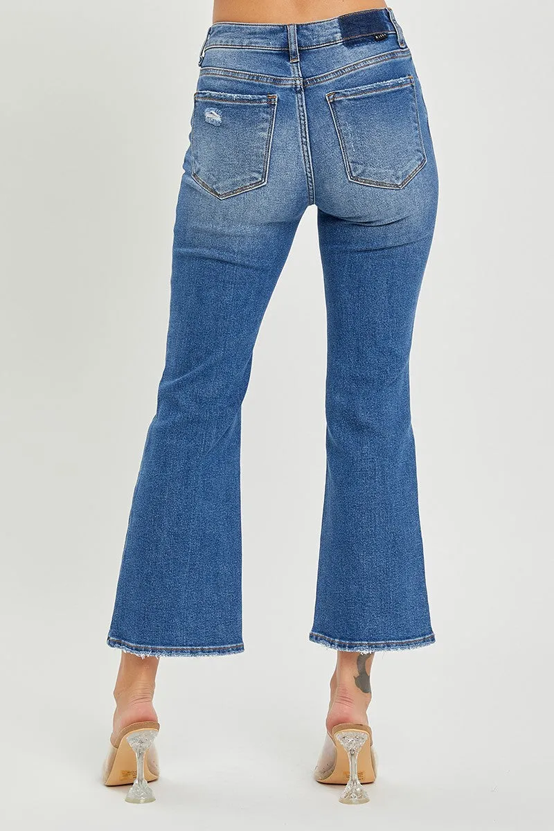 Mid Rise Button Down Cropped Denim Jeans | Risen