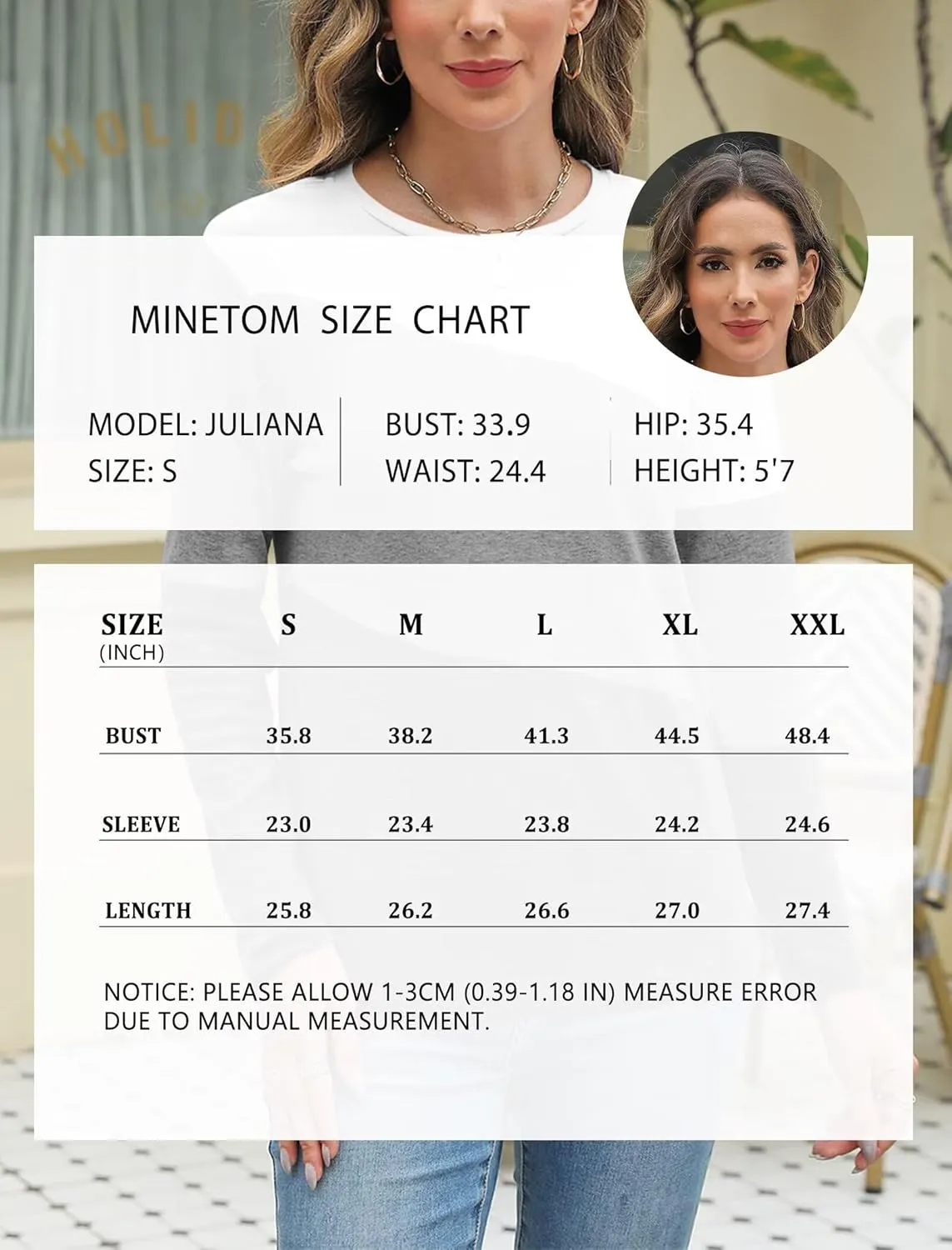 Minetom Women's Color Block Tops Casual Long Sleeve Tunic Round Neck Pullover Shirts