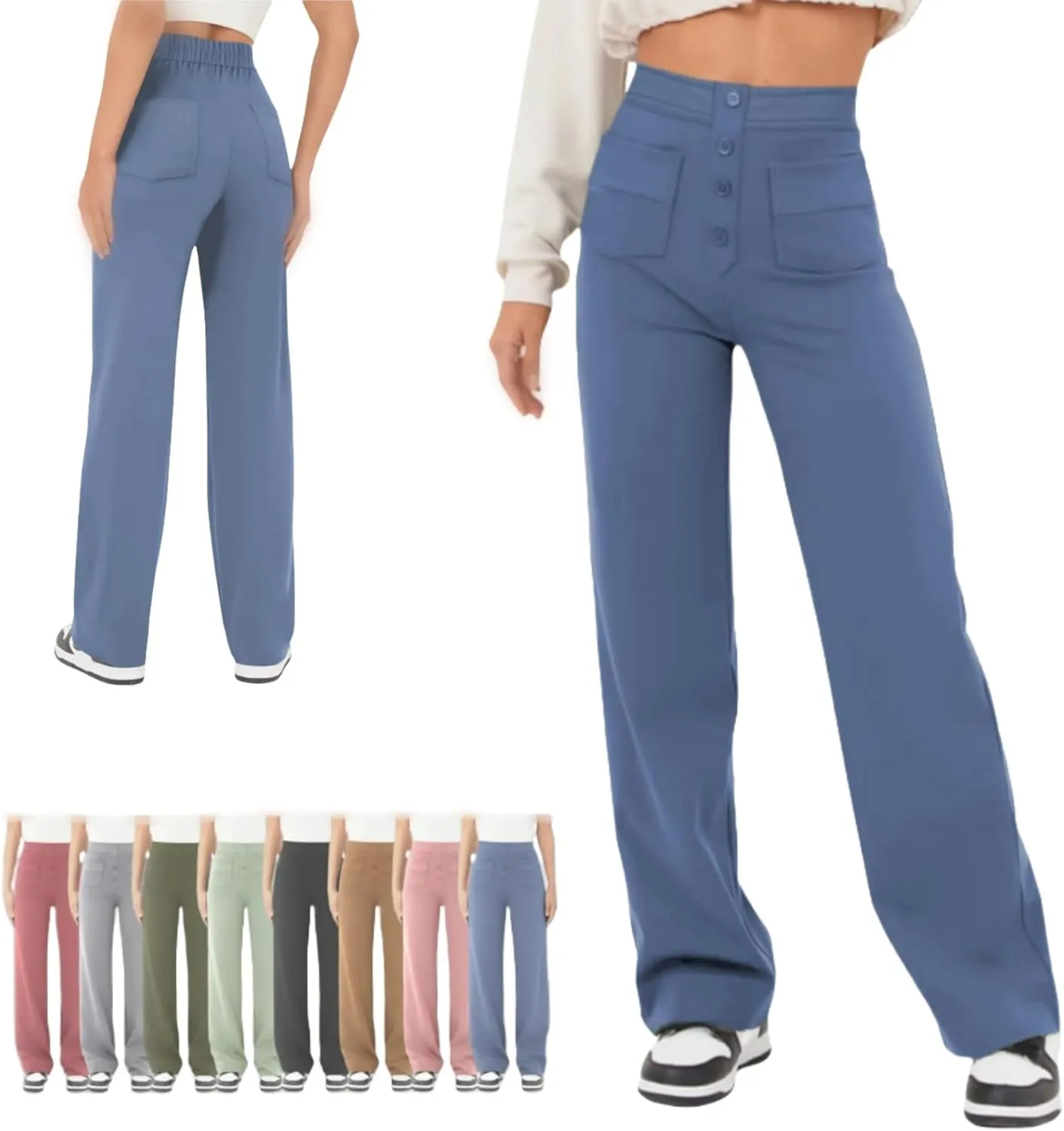 Miracharm Pants, Flexipants - Women's Casual High Waist Stretch Pants, High-Waisted Elastic Casual Pant for Women