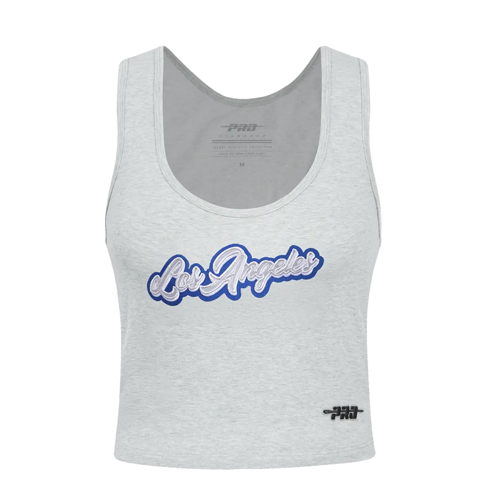 MLB LOS ANGELES DODGERS SHEER INFLUENCE WOMEN'S FITTED RACERBACK (HEATHER GREY)