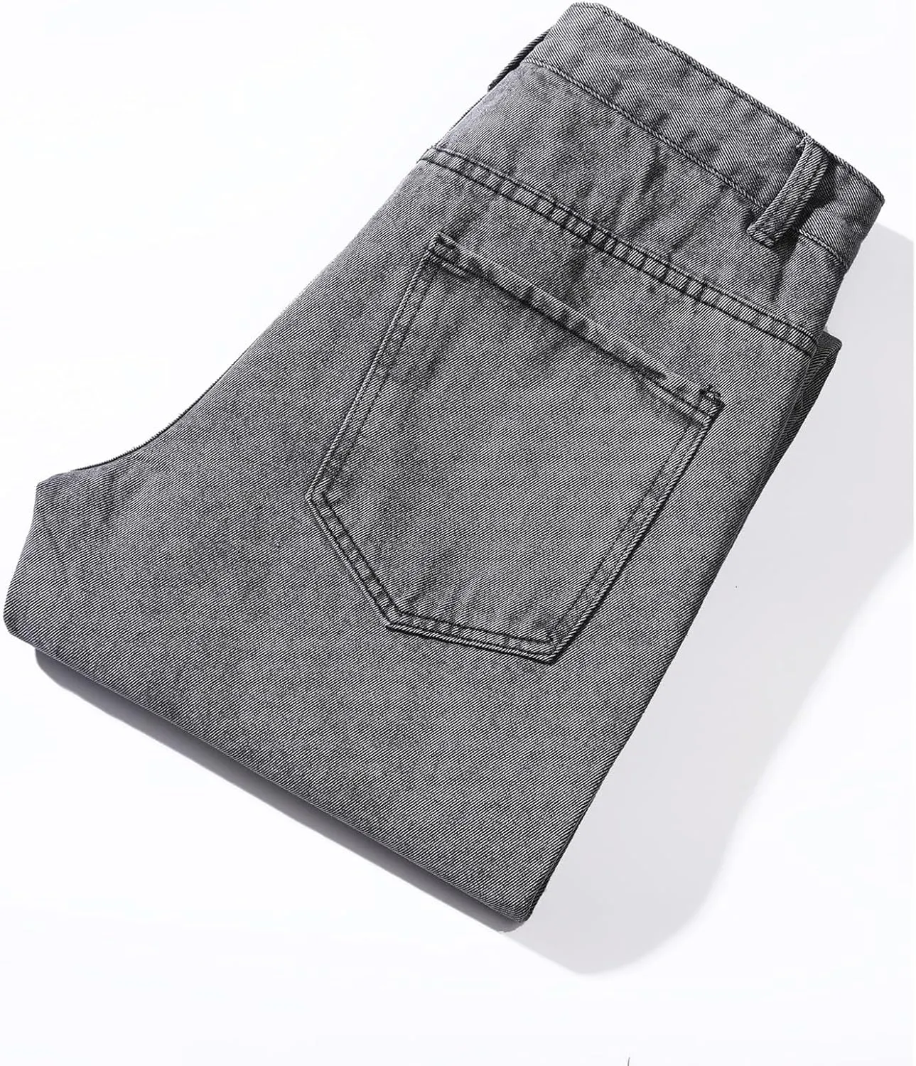 Muscularfit Cotton Pants for Men Fashion Buckle Zipper Flat Front Solid Jean Pants Casual Loose Straight Ripped Hole Trousers