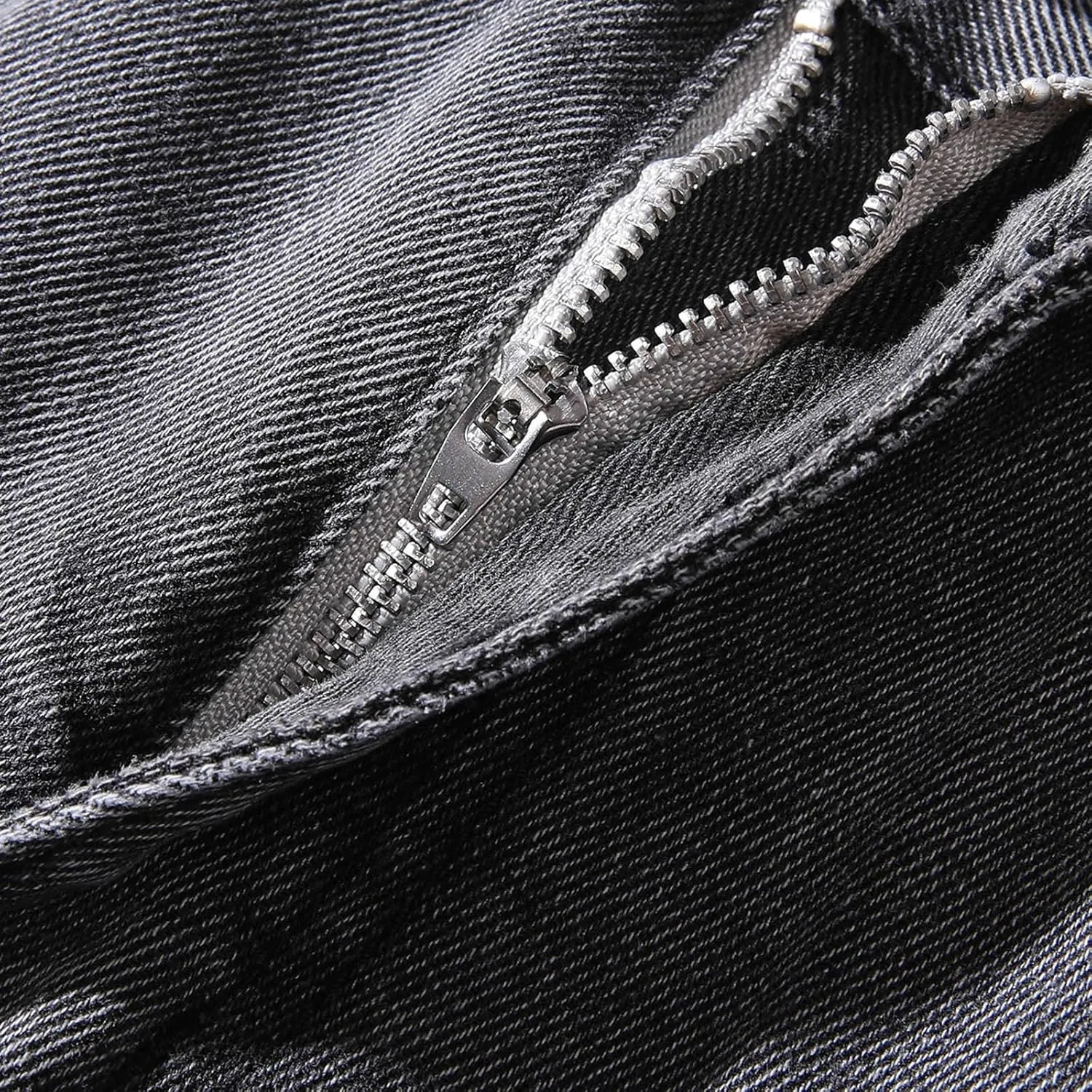 Muscularfit Cotton Pants for Men Fashion Buckle Zipper Flat Front Solid Jean Pants Casual Loose Straight Ripped Hole Trousers