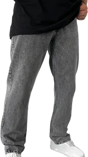 Muscularfit Cotton Pants for Men Fashion Buckle Zipper Flat Front Solid Jean Pants Casual Loose Straight Ripped Hole Trousers