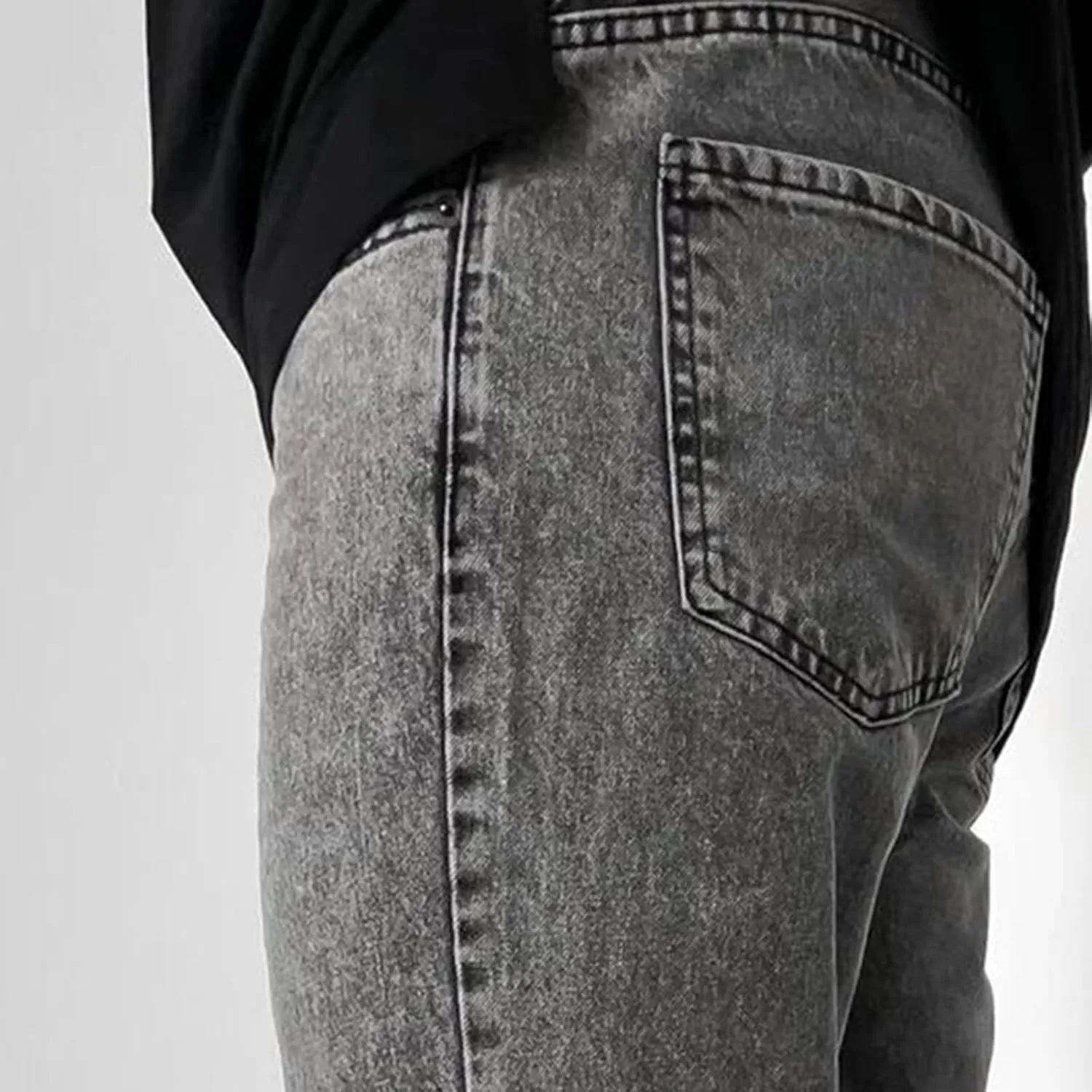 Muscularfit Cotton Pants for Men Fashion Buckle Zipper Flat Front Solid Jean Pants Casual Loose Straight Ripped Hole Trousers