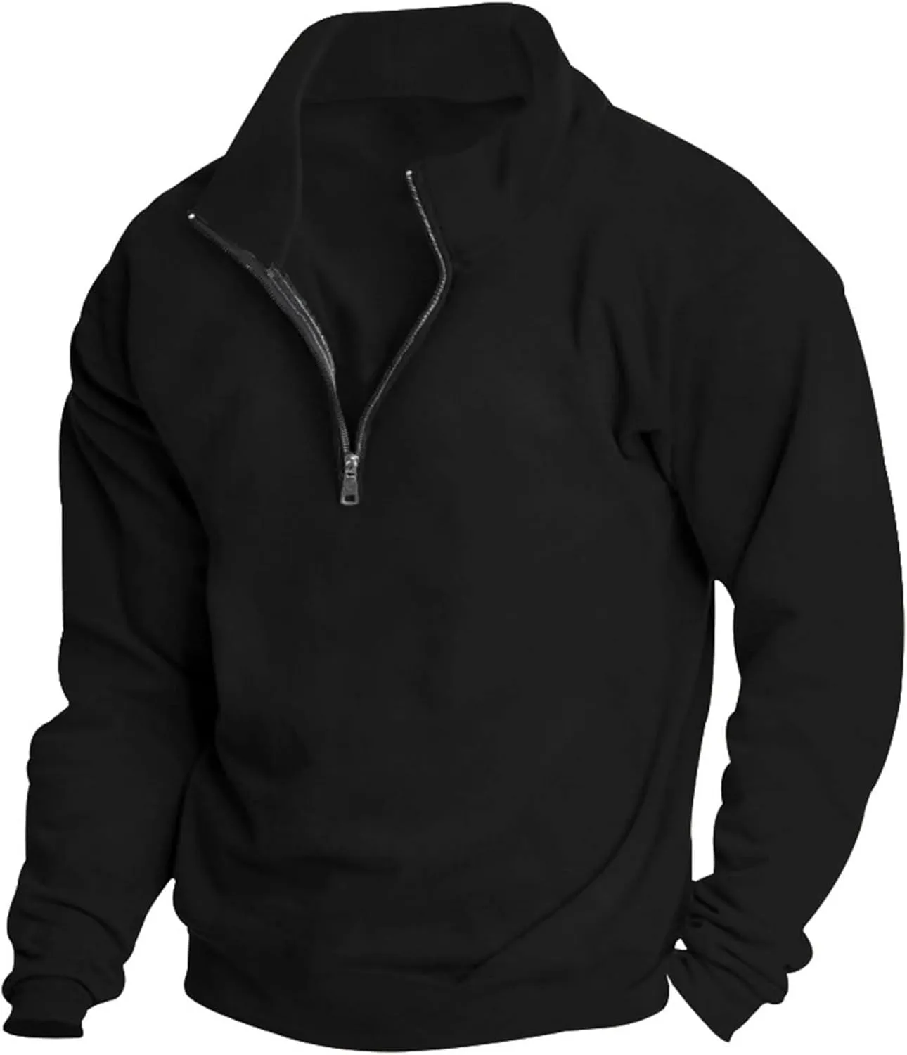 Muscularfit Crewneck Sweatshirts Men Zip Up With Designs Fashion Long Sleeve 1/4 Zip Pullover Casual Solid Lightweight Shirts