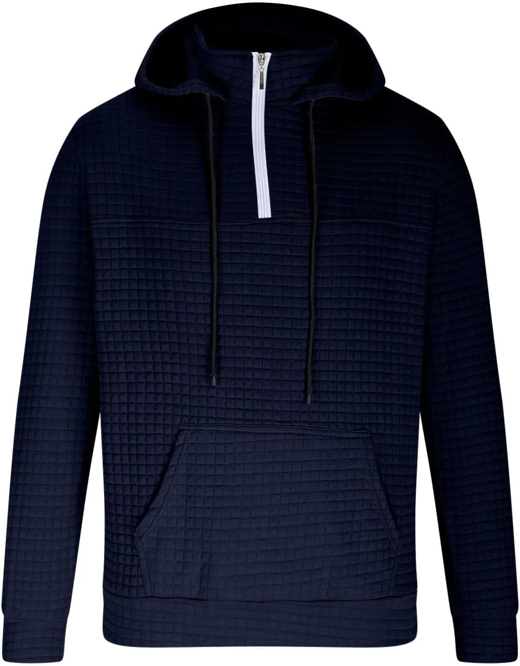 Muscularfit Zip Up Hoodie for Men Casual Stand Collar Button Pullover Waffle Sweatshirts Heavyweight 1/4 Zip Drawstring Shirt