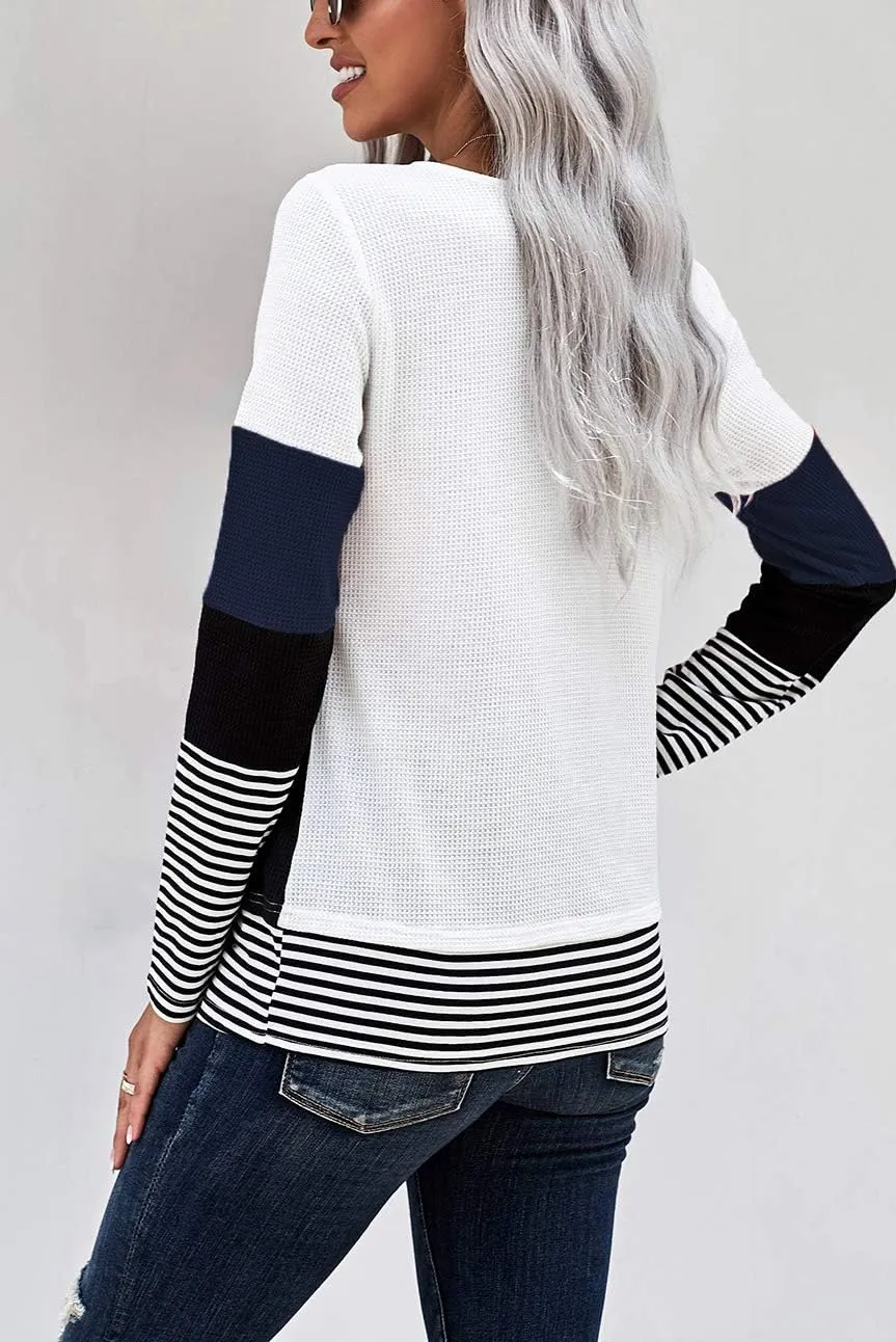 NEYOUQE Womens Color Block Loose Long/Short Sleeve T Shirts Casual Comfy Tops Tee Shirt Women's Tunics