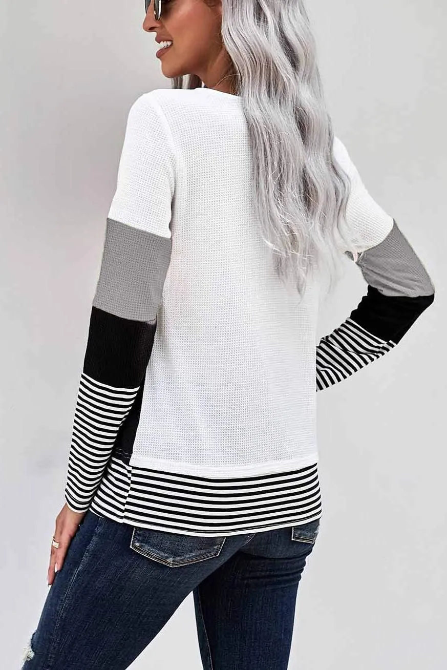 NEYOUQE Womens Color Block Loose Long/Short Sleeve T Shirts Casual Comfy Tops Tee Shirt Women's Tunics