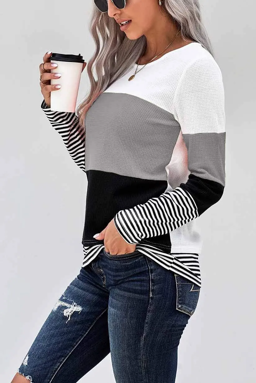NEYOUQE Womens Color Block Loose Long/Short Sleeve T Shirts Casual Comfy Tops Tee Shirt Women's Tunics