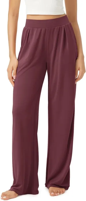 ODODOS Drapey Soft Wide Leg Pants for Women High Waist Casual Relaxed Lounge Pants with Pockets-29 Inseam