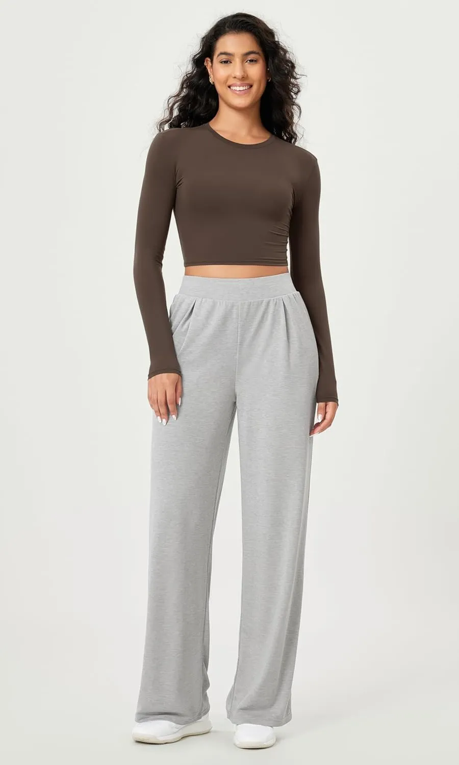 ODODOS Drapey Soft Wide Leg Pants for Women High Waist Casual Relaxed Lounge Pants with Pockets-29 Inseam