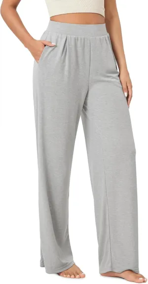 ODODOS Drapey Soft Wide Leg Pants for Women High Waist Casual Relaxed Lounge Pants with Pockets-29 Inseam