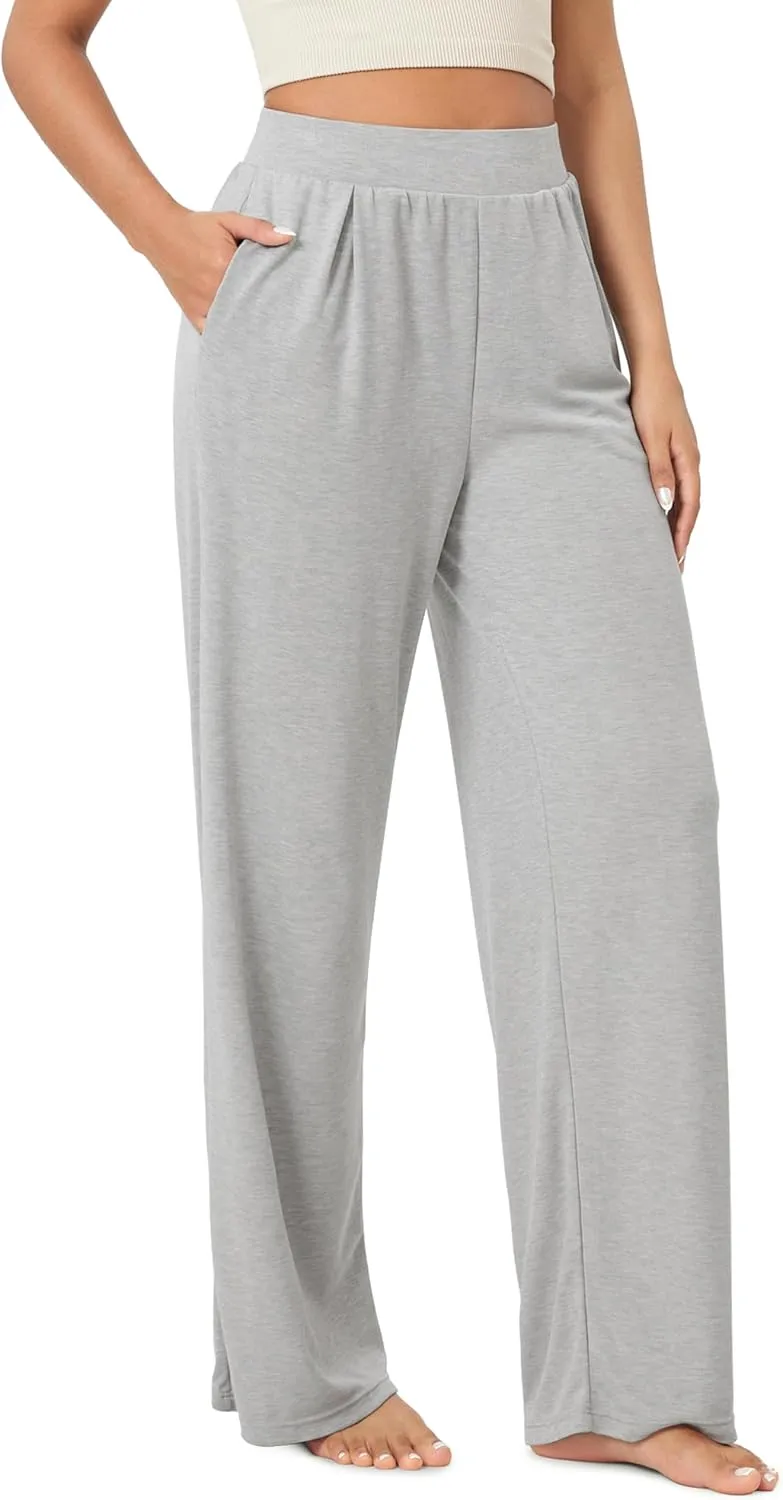 ODODOS Drapey Soft Wide Leg Pants for Women High Waist Casual Relaxed Lounge Pants with Pockets-29 Inseam