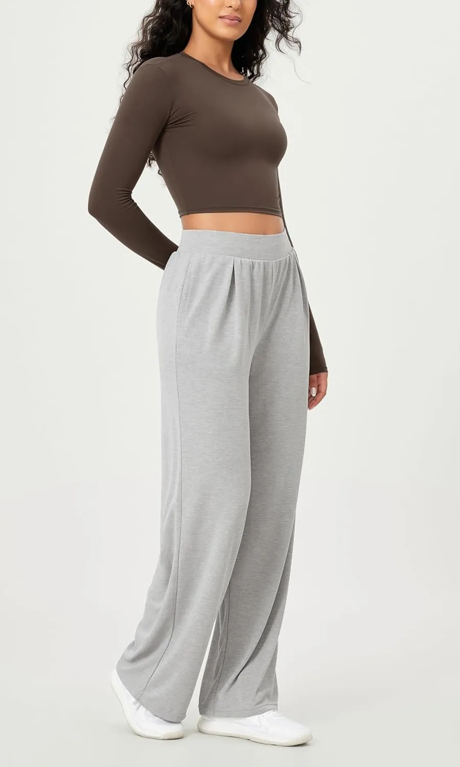 ODODOS Drapey Soft Wide Leg Pants for Women High Waist Casual Relaxed Lounge Pants with Pockets-29 Inseam