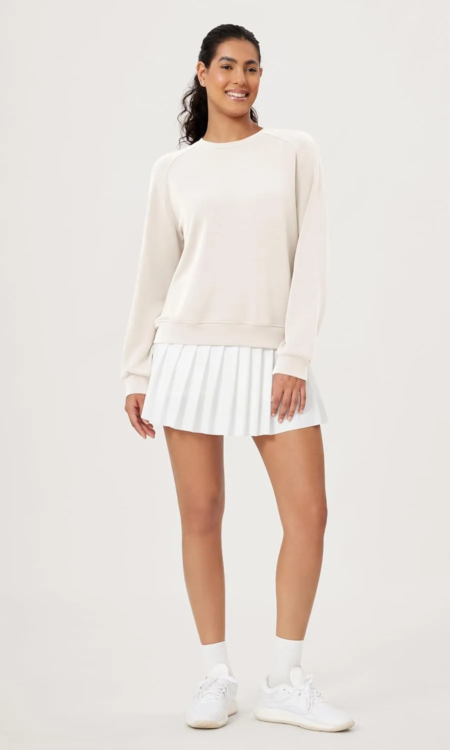 ODODOS Modal Soft Raglan Long Sleeves Sweatshirts for Women Oversized Crew Neck Pullover Tops
