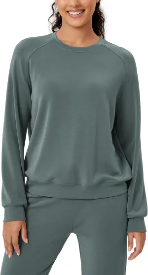 ODODOS Modal Soft Raglan Long Sleeves Sweatshirts for Women Oversized Crew Neck Pullover Tops