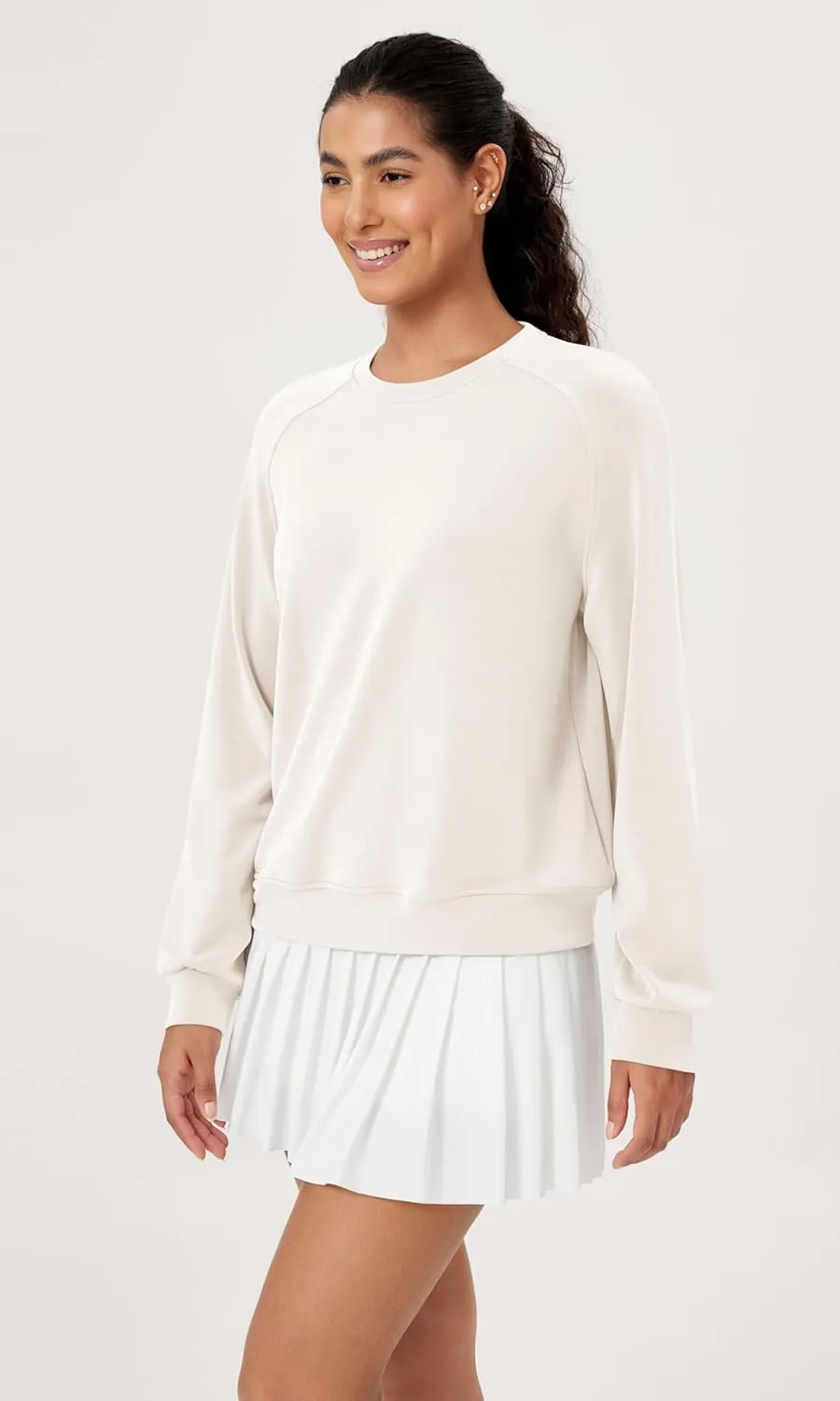 ODODOS Modal Soft Raglan Long Sleeves Sweatshirts for Women Oversized Crew Neck Pullover Tops