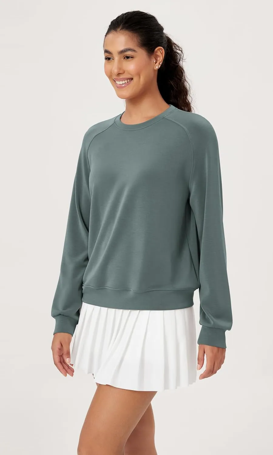 ODODOS Modal Soft Raglan Long Sleeves Sweatshirts for Women Oversized Crew Neck Pullover Tops