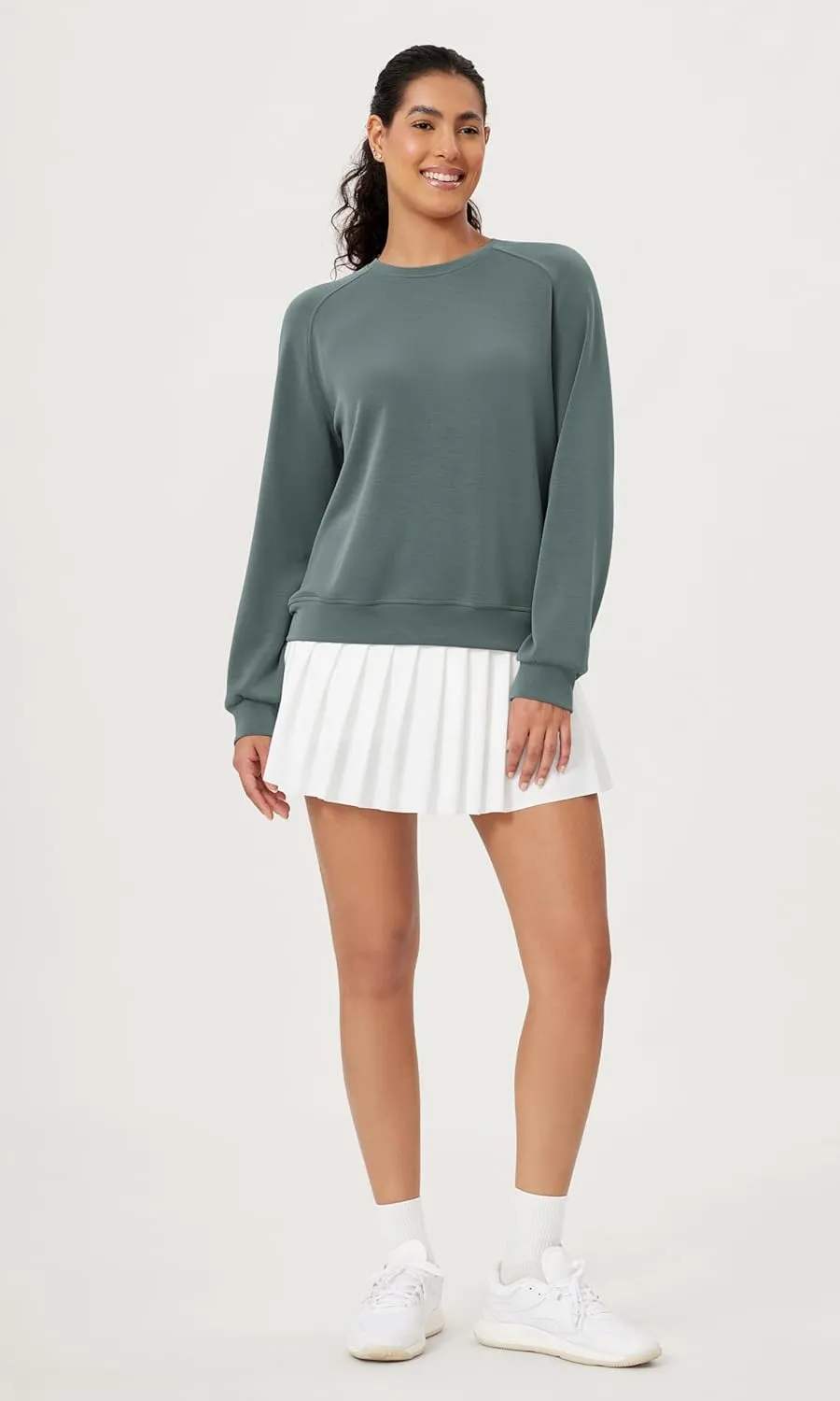 ODODOS Modal Soft Raglan Long Sleeves Sweatshirts for Women Oversized Crew Neck Pullover Tops