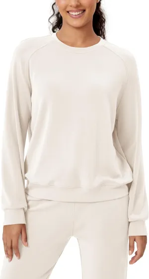ODODOS Modal Soft Raglan Long Sleeves Sweatshirts for Women Oversized Crew Neck Pullover Tops