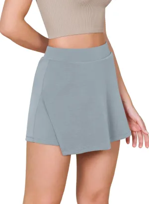 ODODOS Modal Soft Wrap Mini Skorts with Pocket for Women High Waist Asymmetrical Hem Relaxed Shorts
