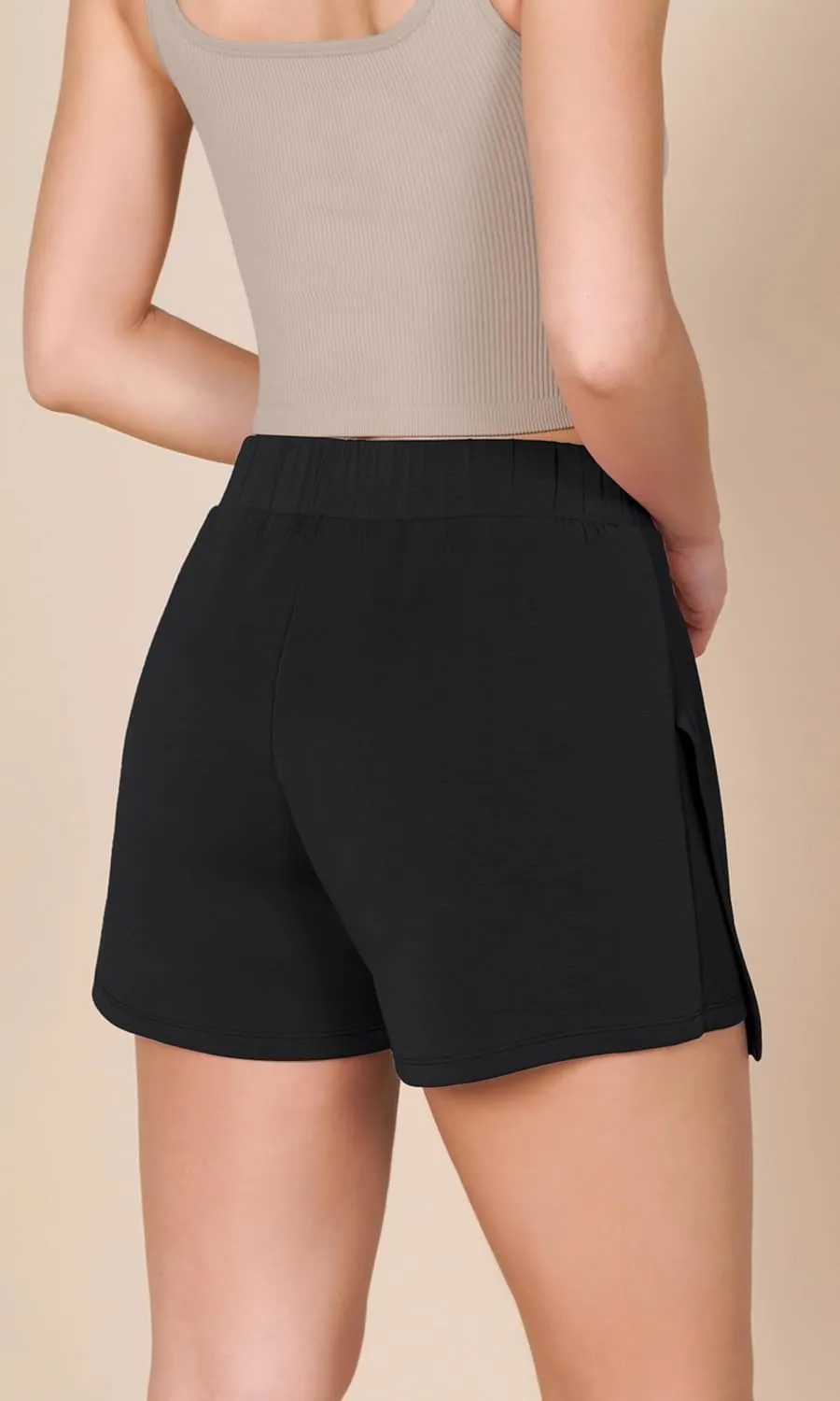ODODOS Modal Soft Wrap Mini Skorts with Pocket for Women High Waist Asymmetrical Hem Relaxed Shorts