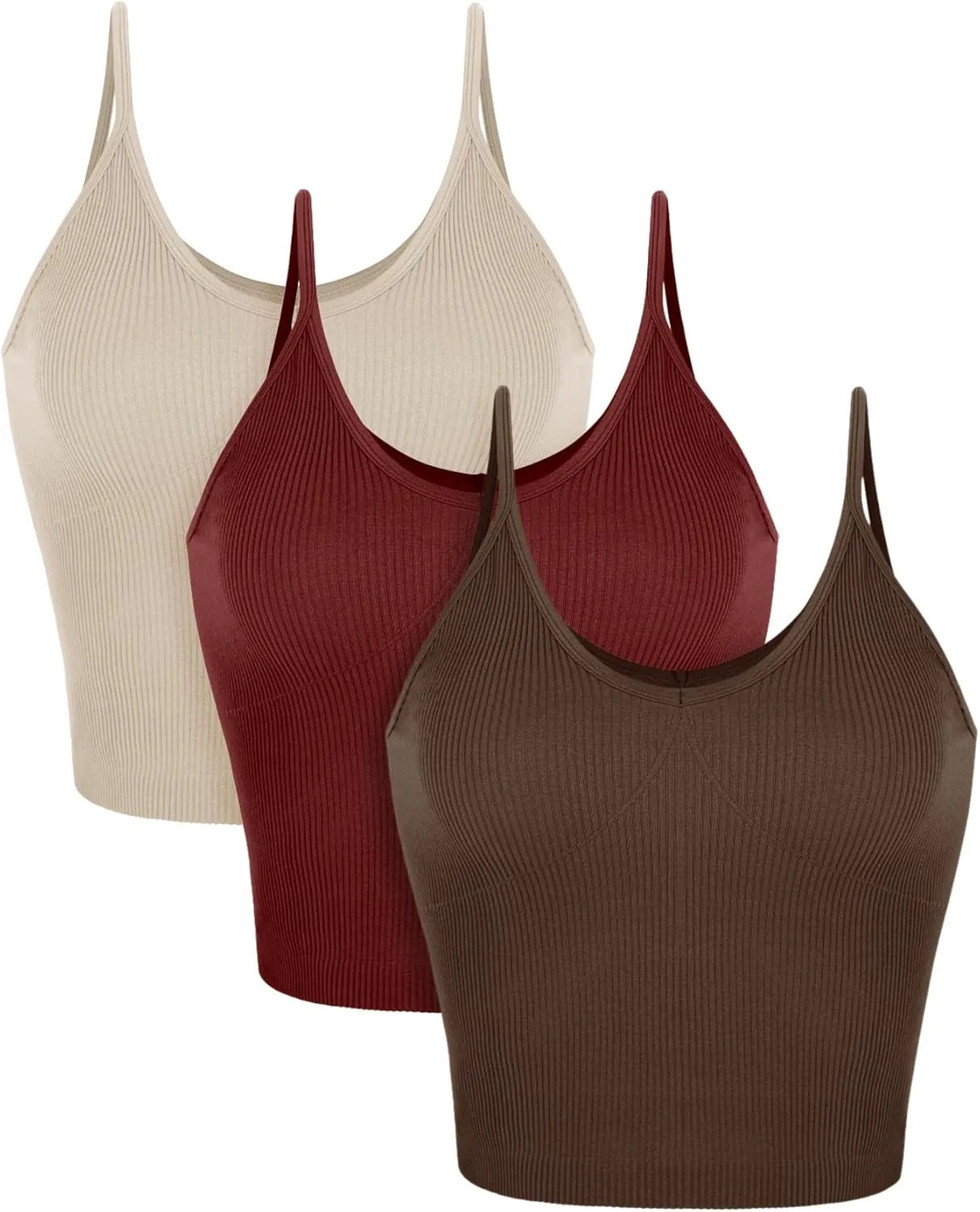 ODODOS V Neck Seamless Crop Tank for Women Ribbed Knit Soft Cropped Camisole Tops