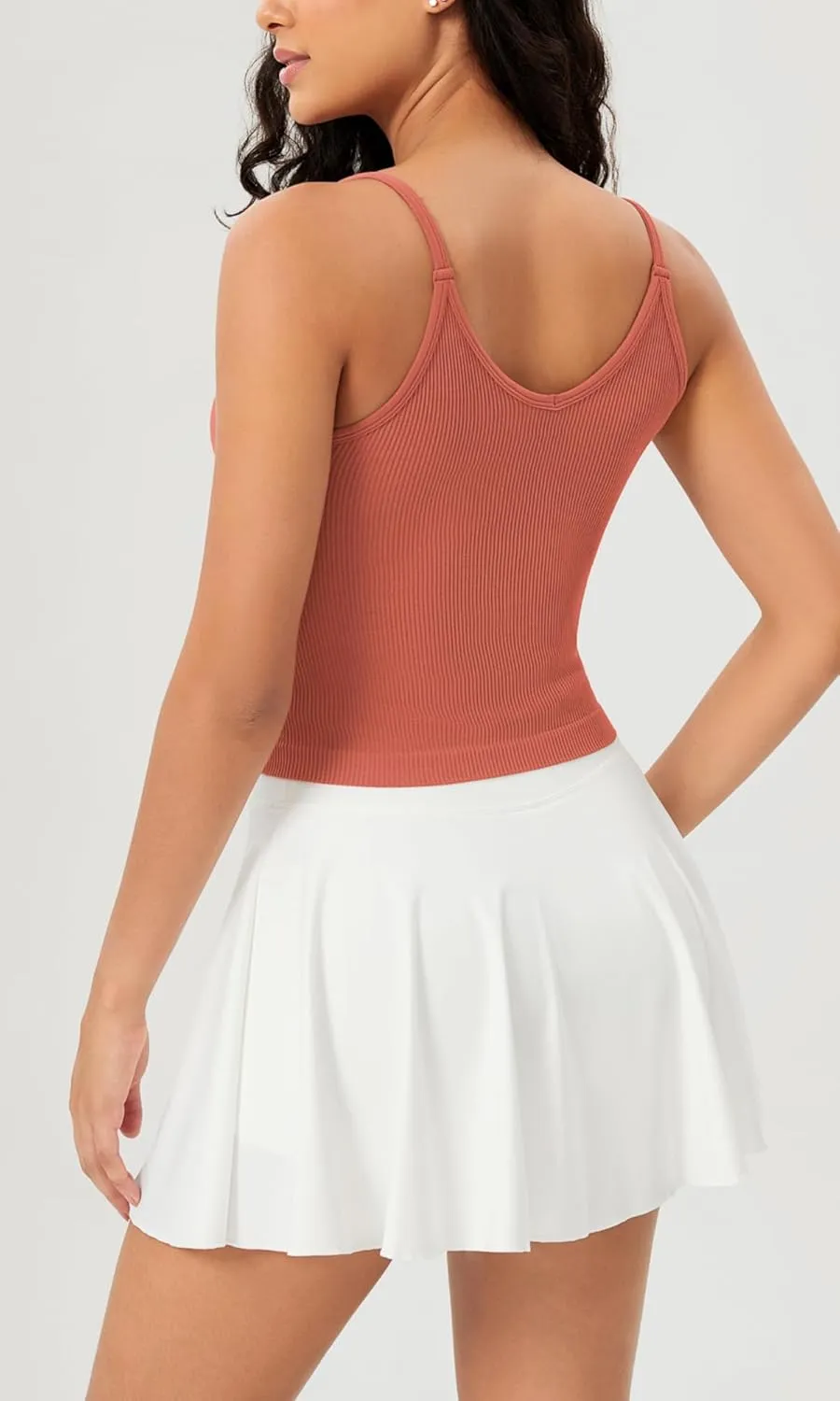ODODOS V Neck Seamless Crop Tank for Women Ribbed Knit Soft Cropped Camisole Tops
