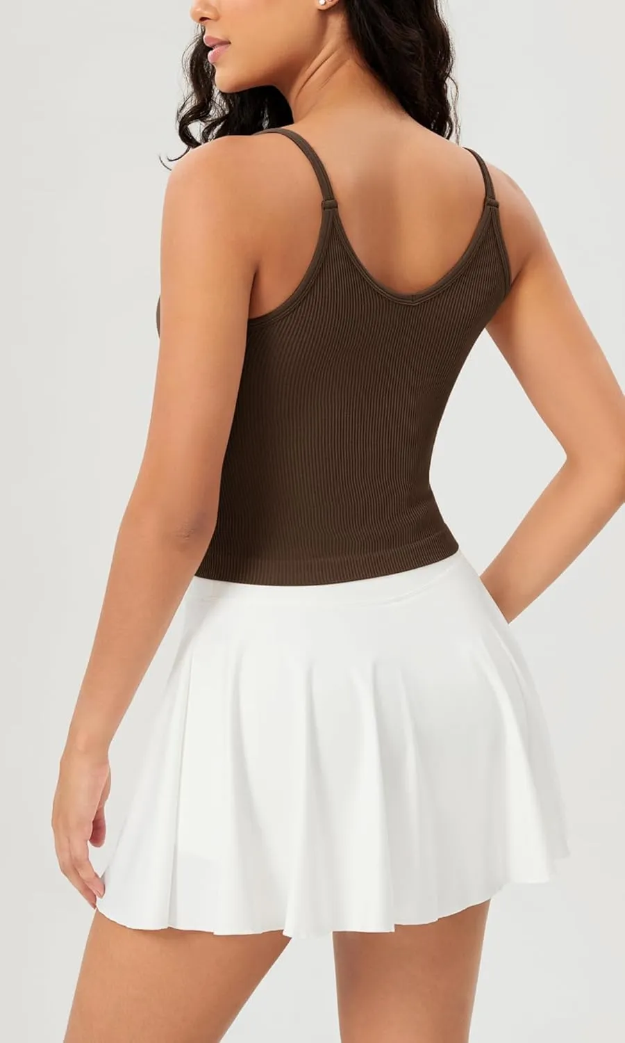 ODODOS V Neck Seamless Crop Tank for Women Ribbed Knit Soft Cropped Camisole Tops