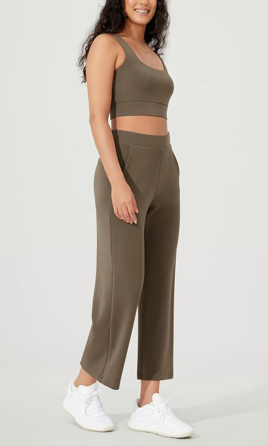ODODOS Women's Modal Soft Relaxed Cropped Pants High Waist Casual Wide Leg Pants with Pockets - 25" Inseam