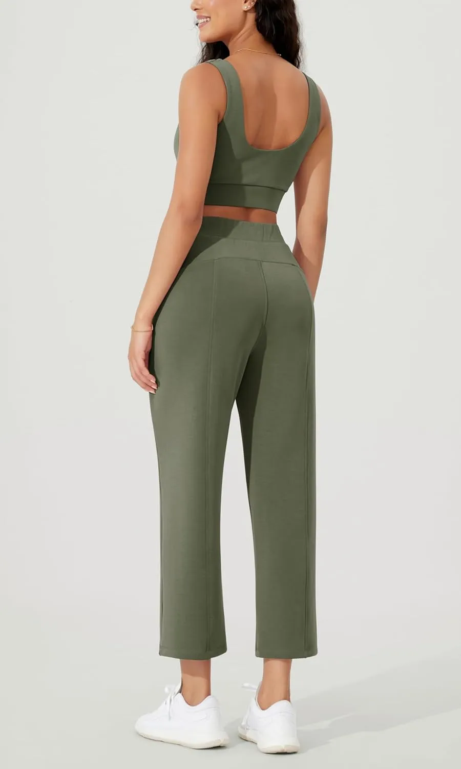 ODODOS Women's Modal Soft Relaxed Cropped Pants High Waist Casual Wide Leg Pants with Pockets - 25" Inseam
