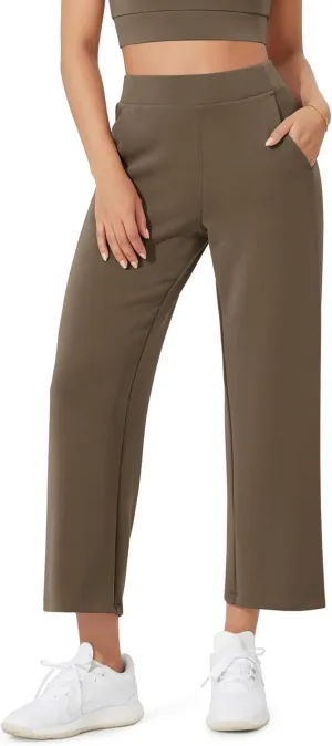 ODODOS Women's Modal Soft Relaxed Cropped Pants High Waist Casual Wide Leg Pants with Pockets - 25" Inseam