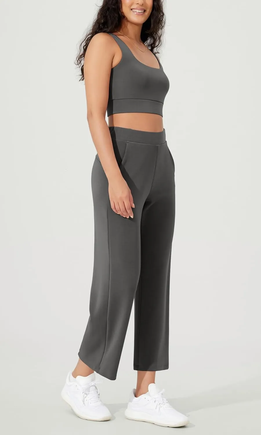 ODODOS Women's Modal Soft Relaxed Cropped Pants High Waist Casual Wide Leg Pants with Pockets - 25" Inseam