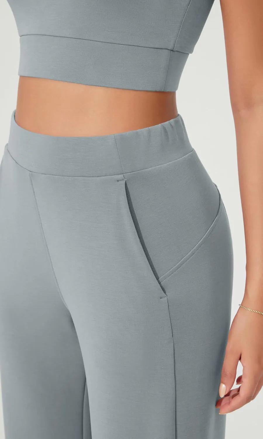 ODODOS Women's Modal Soft Relaxed Cropped Pants High Waist Casual Wide Leg Pants with Pockets - 25" Inseam