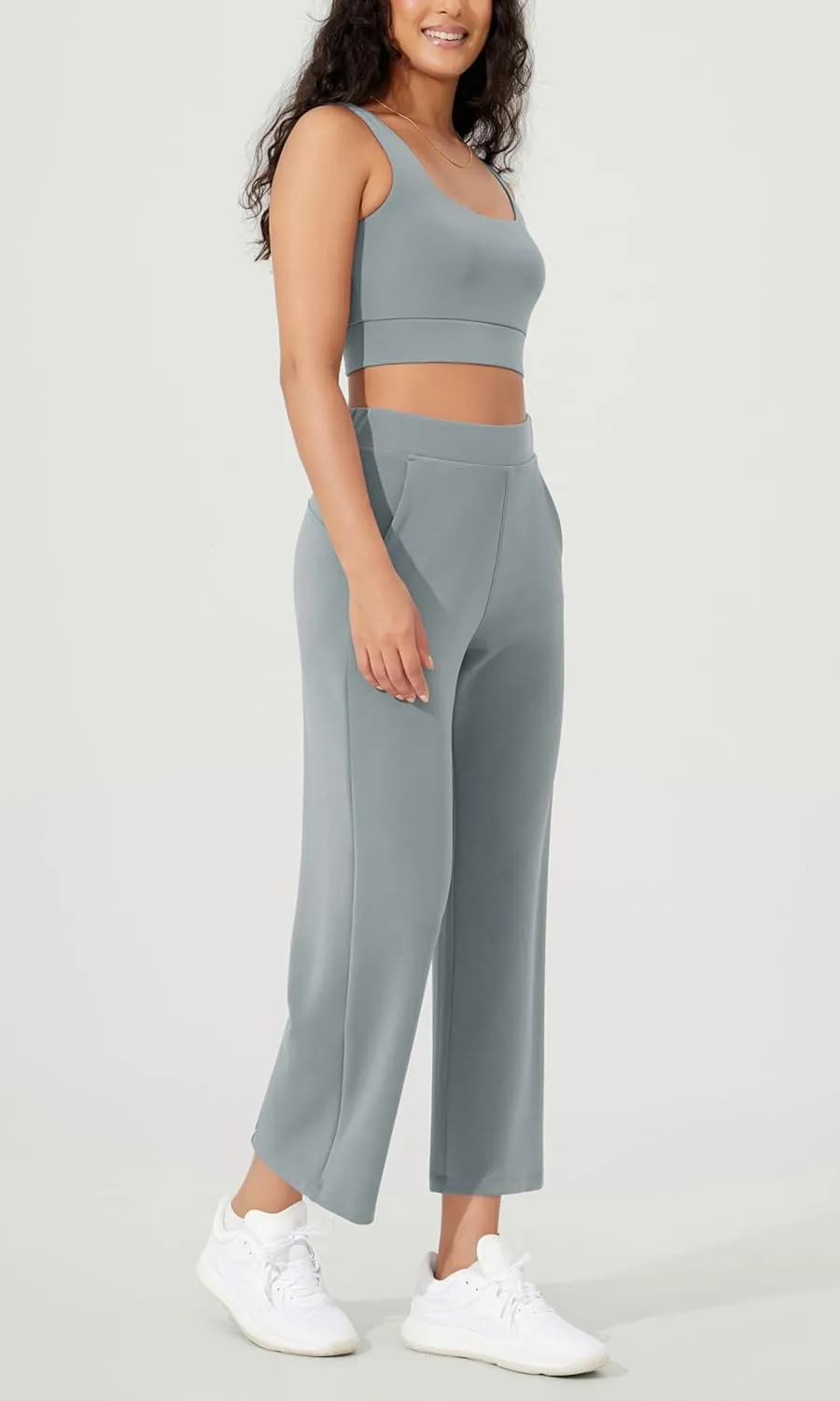 ODODOS Women's Modal Soft Relaxed Cropped Pants High Waist Casual Wide Leg Pants with Pockets - 25" Inseam