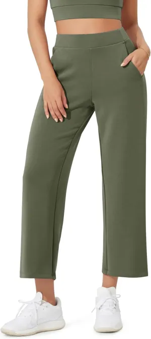 ODODOS Women's Modal Soft Relaxed Cropped Pants High Waist Casual Wide Leg Pants with Pockets - 25" Inseam