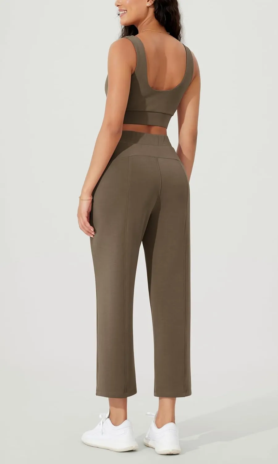 ODODOS Women's Modal Soft Relaxed Cropped Pants High Waist Casual Wide Leg Pants with Pockets - 25" Inseam