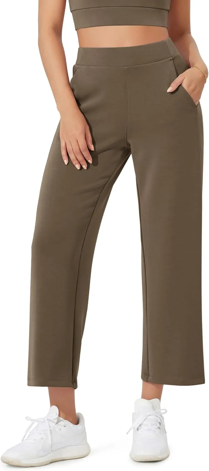 ODODOS Women's Modal Soft Relaxed Cropped Pants High Waist Casual Wide Leg Pants with Pockets - 25" Inseam