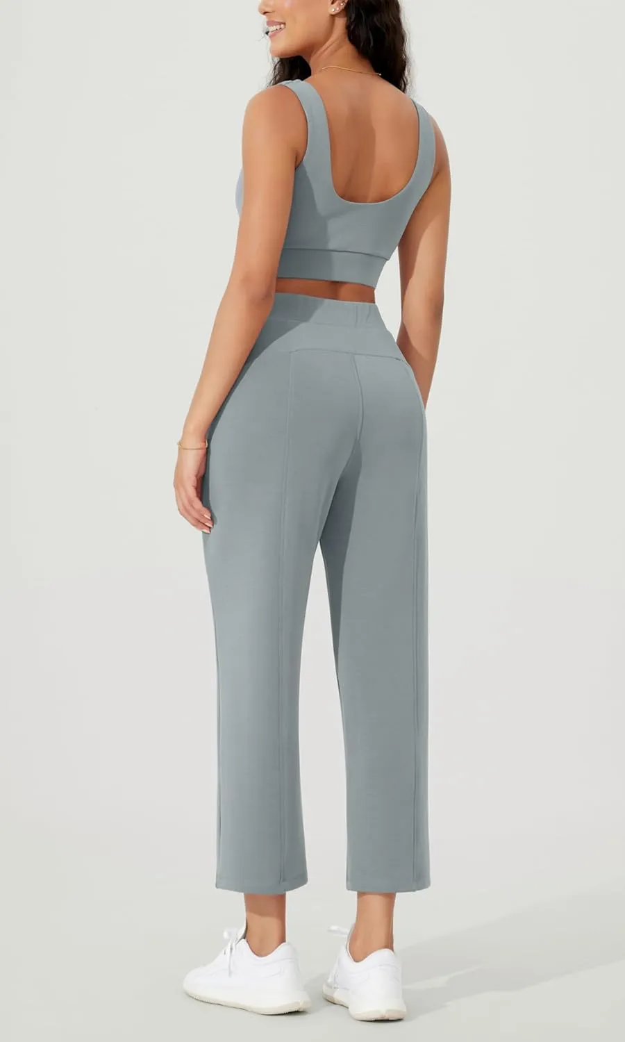 ODODOS Women's Modal Soft Relaxed Cropped Pants High Waist Casual Wide Leg Pants with Pockets - 25" Inseam