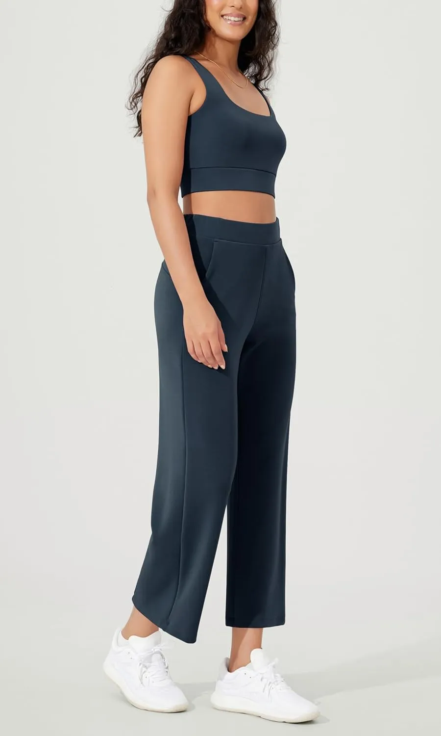 ODODOS Women's Modal Soft Relaxed Cropped Pants High Waist Casual Wide Leg Pants with Pockets - 25" Inseam