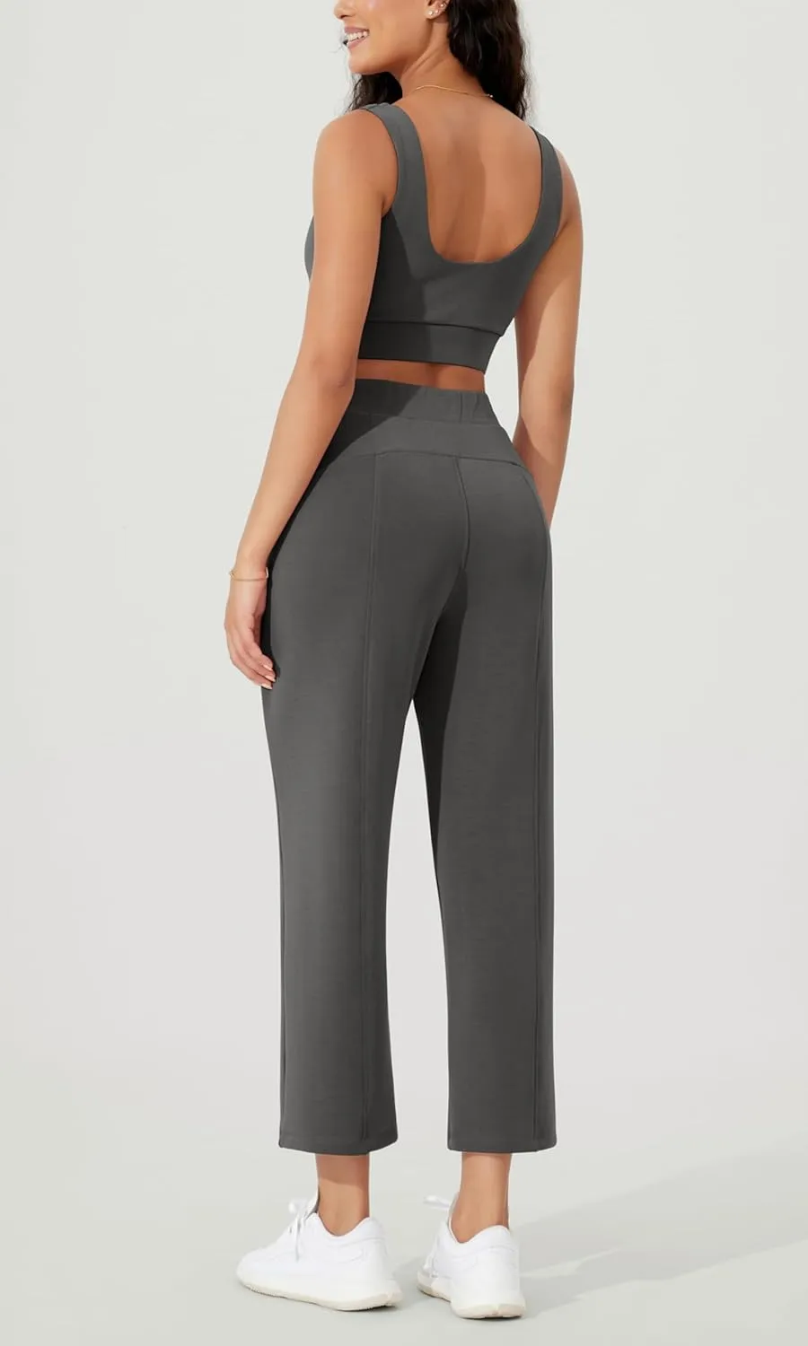 ODODOS Women's Modal Soft Relaxed Cropped Pants High Waist Casual Wide Leg Pants with Pockets - 25" Inseam