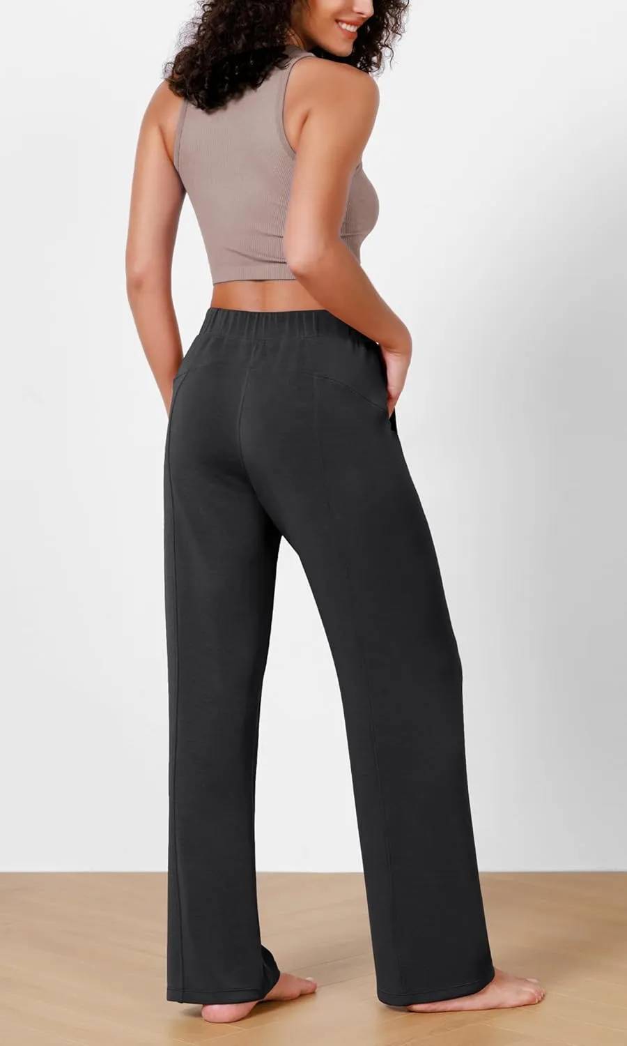 ODODOS Women's Modal Soft Wide Leg Pants Elastic High Waist Casual Lounge Relaxed Pants with Pockets - 27"/ 29" / 31" Inseam