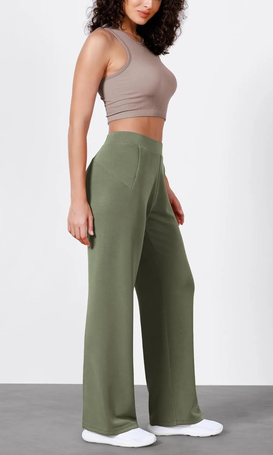 ODODOS Women's Modal Soft Wide Leg Pants Elastic High Waist Casual Lounge Relaxed Pants with Pockets - 27"/ 29" / 31" Inseam