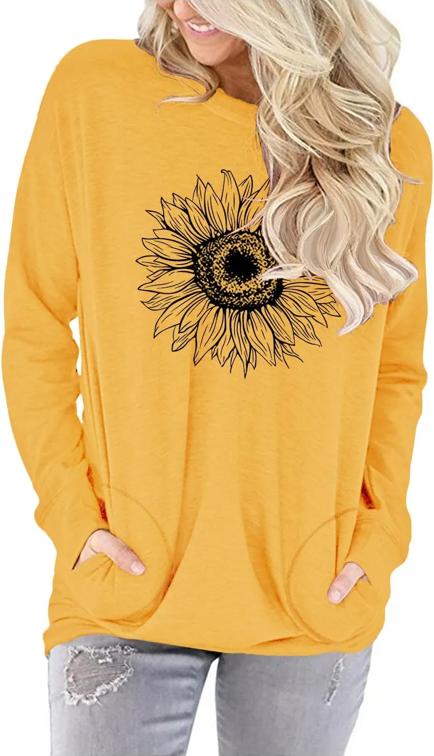 onlypuff Womens Pocket Shirts Pullover Sweatshirt Loose Fit