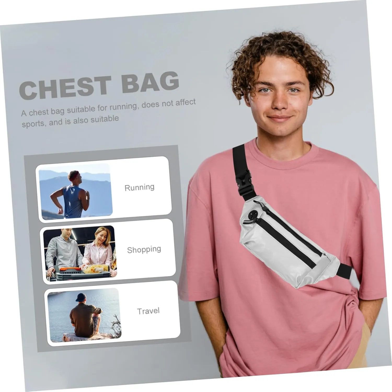 Outdoor Chest Pack Men's Fanny Pack Phone Pouch Oxford Cloth Crossbody Bag Comfortable Shoulder Belt for -day Use