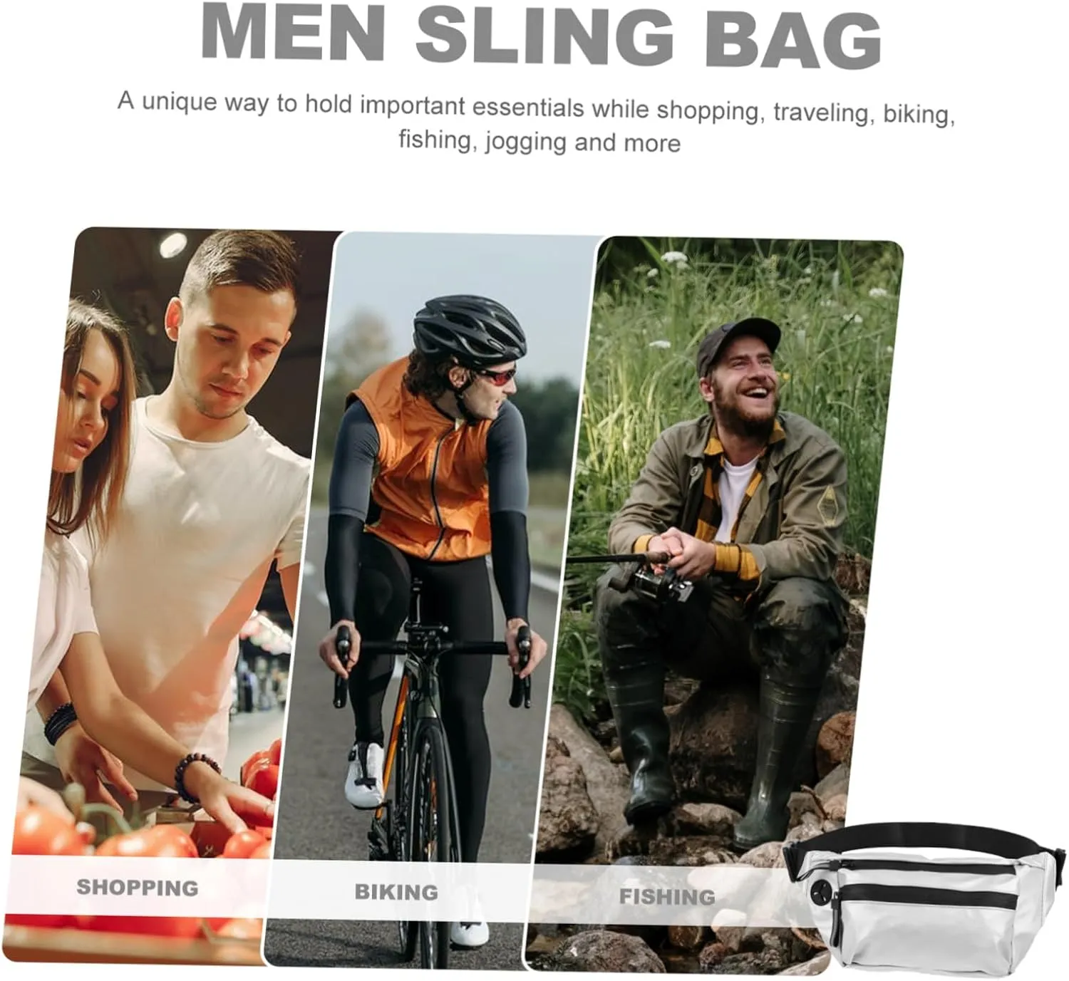 Outdoor Chest Pack Men's Fanny Pack Phone Pouch Oxford Cloth Crossbody Bag Comfortable Shoulder Belt for -day Use