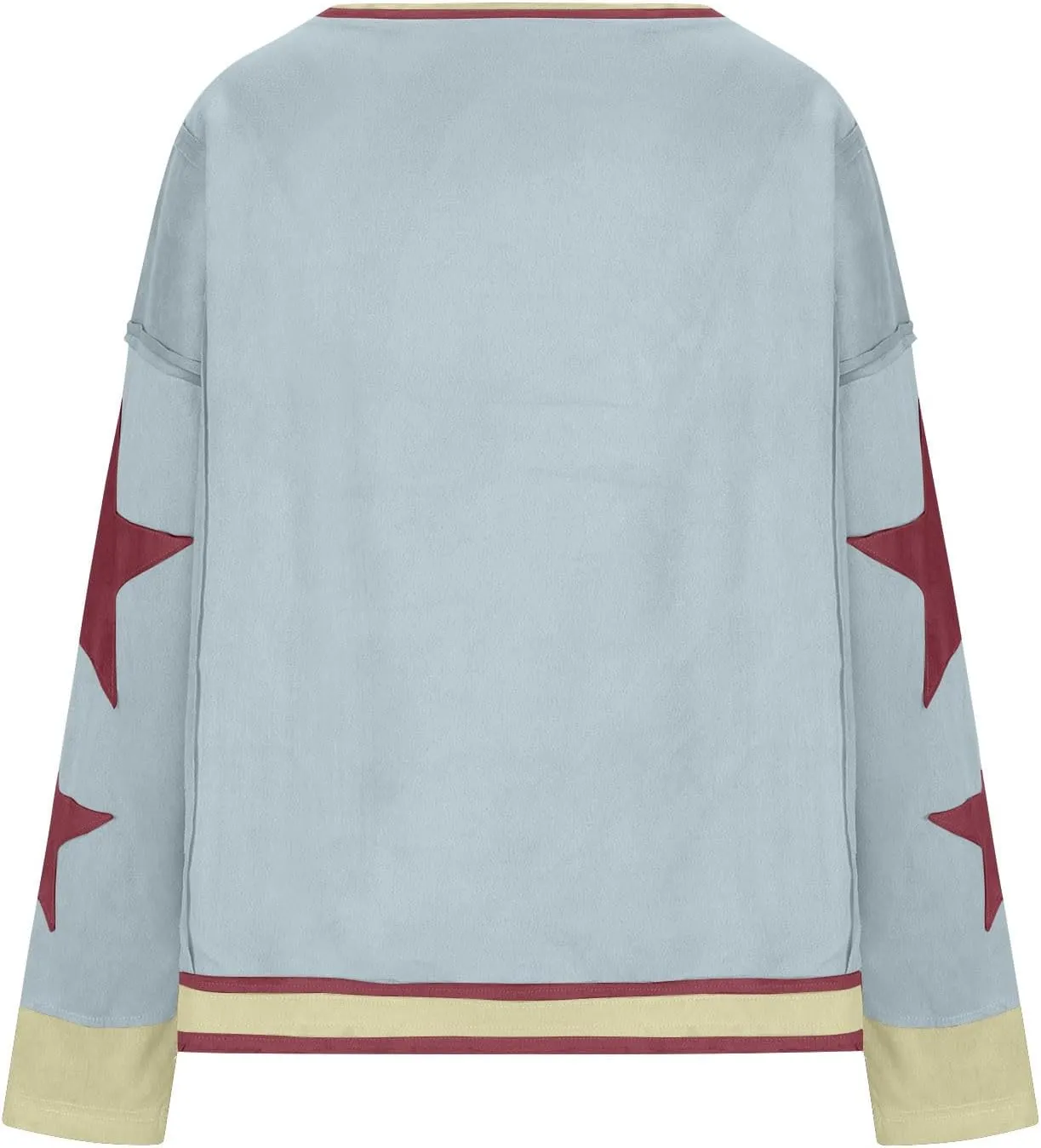 Oversized Sweatshirt for Women Lantern Sleeve Star Pullover Crewneck Corded Shirts Fashion Fall Outfits Trendy 2024