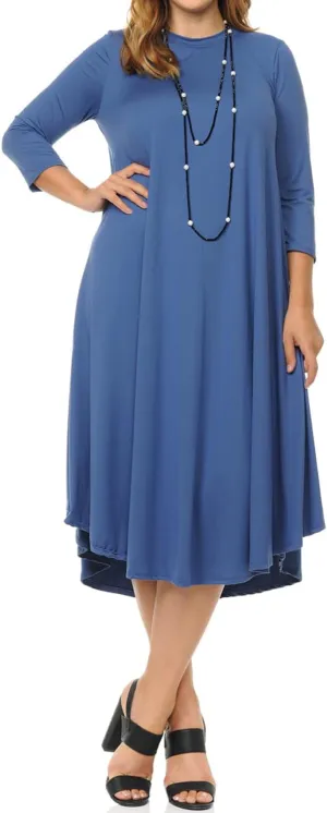 Pastel by Vivienne Women's Plus Size Swing Dress  3/4 Sleeve Elegant Flowy A-Line Midi  Soft & Comfortable