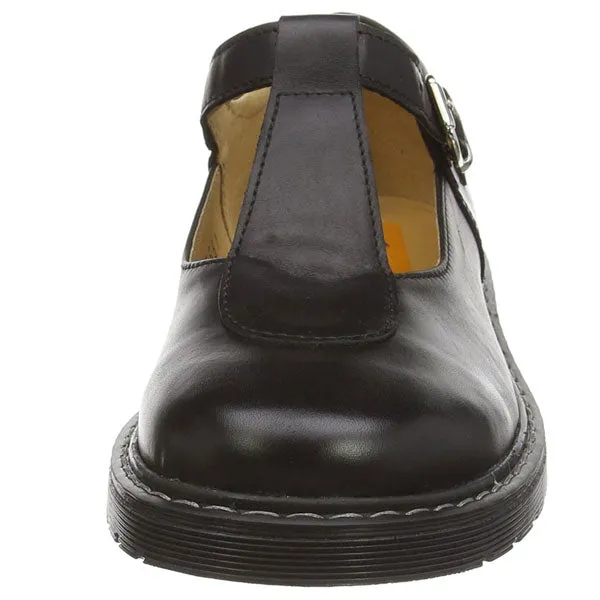Petasil Claudia Black Buckle School Shoes